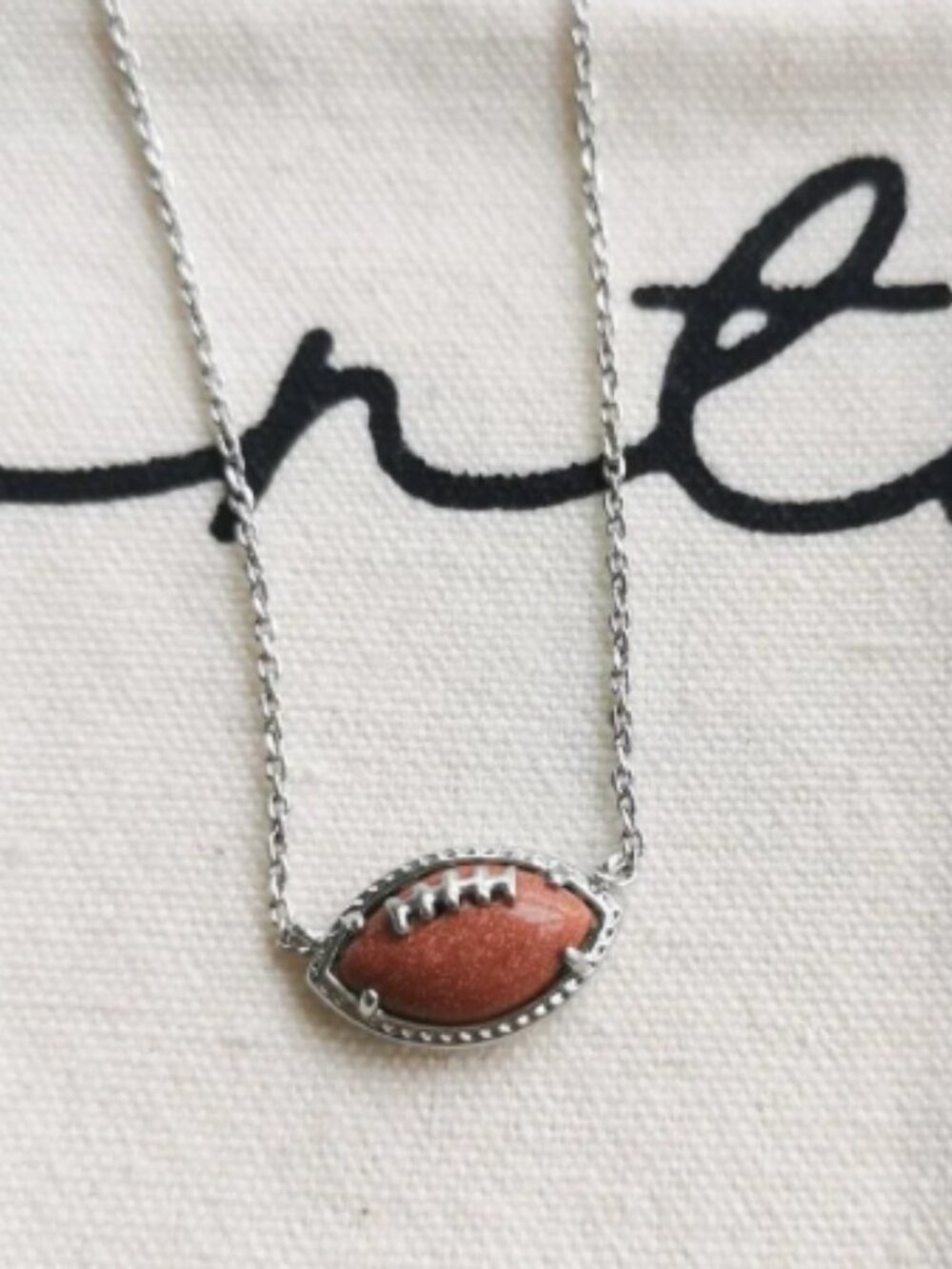 Kendra Scott Football Pendant Silver Necklace - Picture 3 of 4